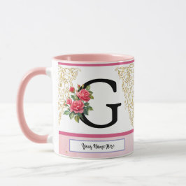 Blumen-Tasse mit Buchstabe G – Individuelle Namens Tasse