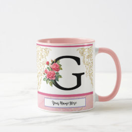 Blumen-Tasse mit Buchstabe G – Individuelle Namens Tasse
