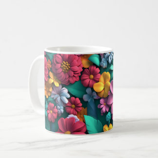Blumen-Tasse mit farbenfrohen botanischen Blumen, Kaffeetasse
