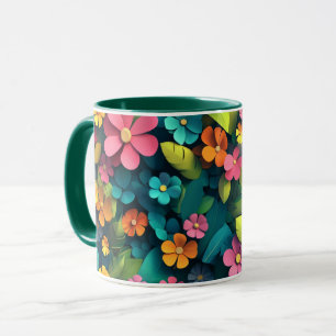 Blumen-Tasse mit farbenfrohen botanischen Blumen,  Tasse