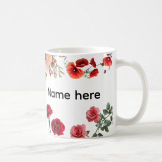 Blumen-Tasse mit individuellem Namen Kaffeetasse