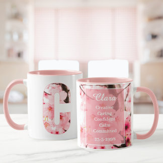 Blumen-Tassen mit Anfangsbuchstabe C | Personalisi Tasse