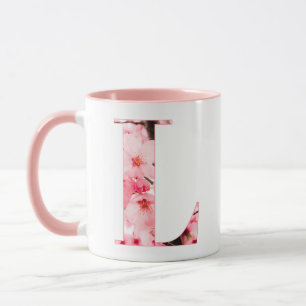 Blumen-Tassen mit Anfangsbuchstabe L Personalisi Tasse