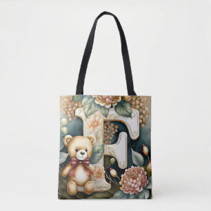 Blumen-Teddybär Buchstabe F Tasche