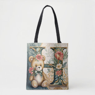 Blumen-Teddybär Buchstabe H Tasche