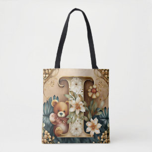 Blumen-Teddybär Buchstabe I Tasche