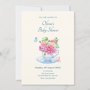 Blumen Teebecher Babydusche Einladung