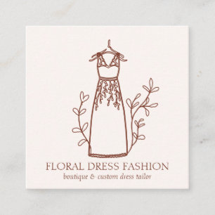 Blumen Terrakotta Modekleid Näherin Schneider Quadratische Visitenkarte