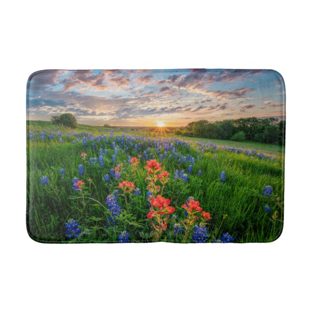 Blumen | Texas Bluebonnets & Indian Paintbrush Badematte (Vorderseite)