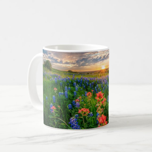 Blumen | Texas Bluebonnets & Indian Paintbrush Kaffeetasse (Vorderseite Links)