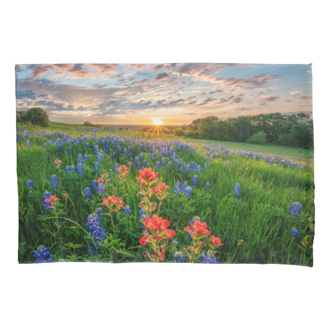 Blumen | Texas Bluebonnets & Indian Paintbrush Kissenbezug (Vorderseite)
