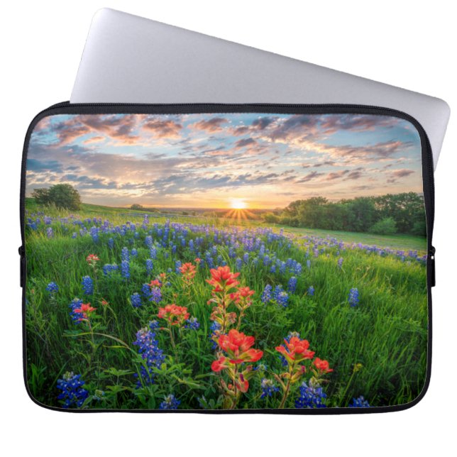 Blumen | Texas Bluebonnets & Indian Paintbrush Laptopschutzhülle (Vorderseite)