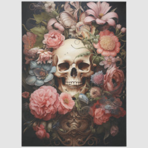 Blumen-Textur-Schädel-Decoupage Seidenpapier
