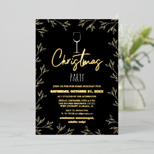 Blumen Thema Elegante Schrift Weihnachtsfeier Folieneinladung