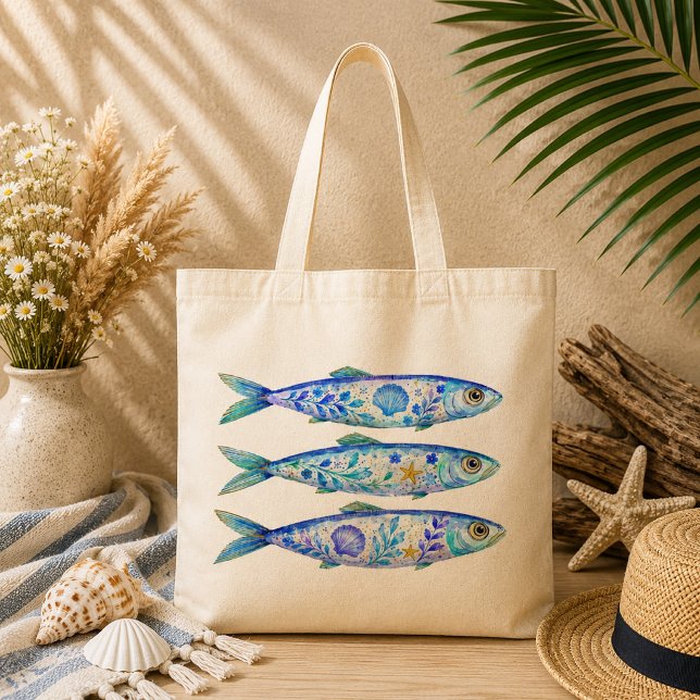 Blumen-Themen-Töpferei Kunst Fisch Tragetasche (Von Creator hochgeladen)