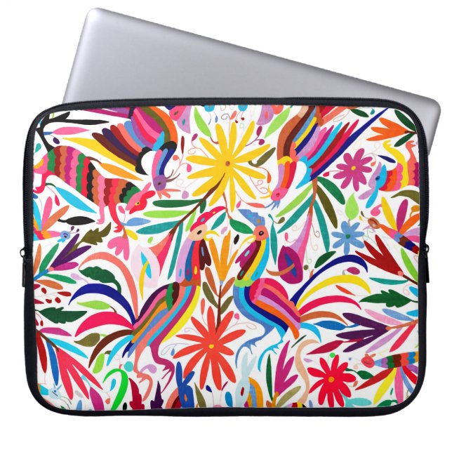 Blumen-/Tiermuster bunten Otomi Druck-, Laptopschutzhülle (Vorderseite)