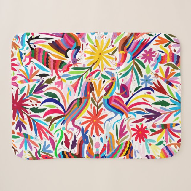 Blumen-/Tiermuster bunten Otomi Druck-, Sherpadecke (Vorderseite (Horizontal))