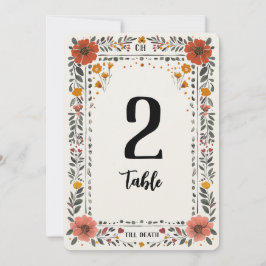 Blumen-Tischnummer im Letterpress-Stil Einladung