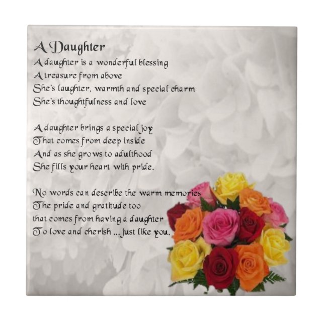 Blumen - Tochter-Gedicht-Fliese Fliese (Vorderseite)