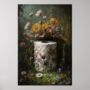Blumen-Toilettenpapier-Rollen-Druck, Dark Academia Poster