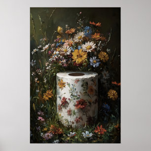 Blumen-Toilettenpapierrollen-Druck, Dark Academia Poster
