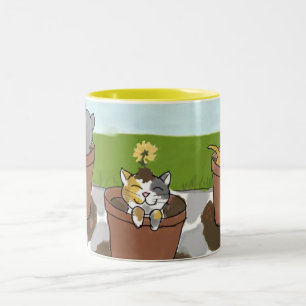 Blumen-Topf-Kätzchen-Tasse Zweifarbige Tasse
