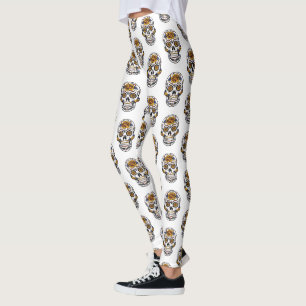 Blumen-Totenkopf-Muster Frauen Leggings