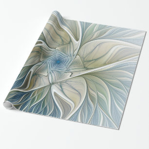 Blumen-Traum-Muster abstraktes Blau Khaki Fraktal Geschenkpapier