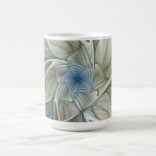 Blumen-Traum-Muster abstraktes Blau Khaki Fraktal Kaffeetasse