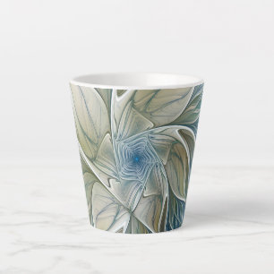 Blumen-Traum-Muster abstraktes Blau Khaki Fraktal Milchtasse