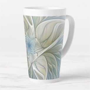 Blumen-Traum-Muster abstraktes Blau Khaki Fraktal Milchtasse