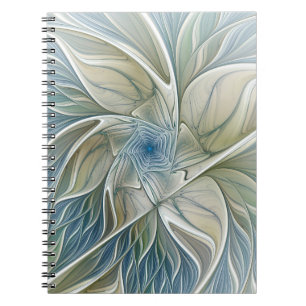 Blumen-Traum-Muster abstraktes Blau Khaki Fraktal Notizblock