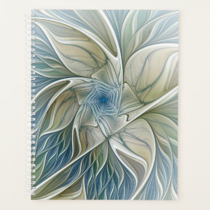 Blumen-Traum-Muster abstraktes Blau Khaki Fraktal Planer