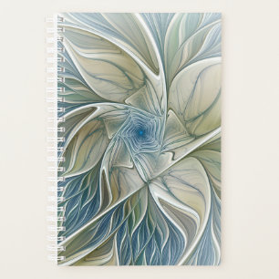 Blumen-Traum-Muster abstraktes Blau Khaki Fraktal Planer