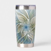 Blumen-Traum-Muster abstraktes Blau Khaki Fraktal