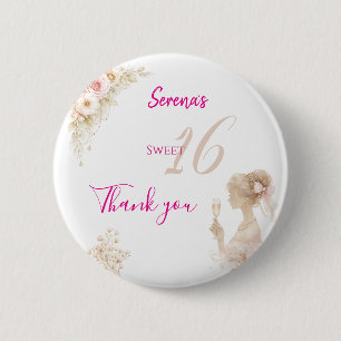 Blumen Traumhaft Weiche Sweet 16 Geburtstags-Butto Button