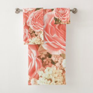 Blumen  Tuch-Set der reizenden und eleganten rosa Badhandtuch Set