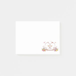 Blumen Turteltauben Pink Lila Hochzeit Liebe Post-it Klebezettel