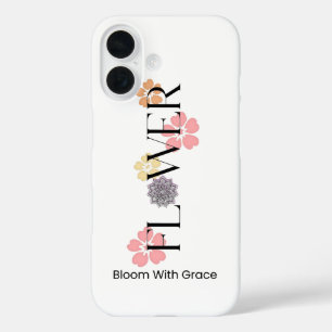 Blumen-Typografie-Handyhülle iPhone 16 Hülle