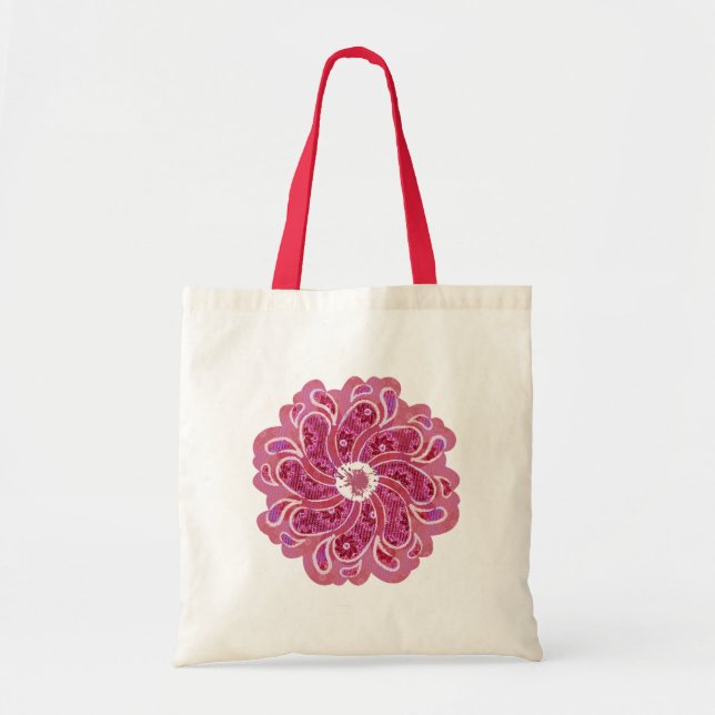 Blumen- u. Denimdesigner zwei tonen Taschenrot Tragetasche (Vorne)