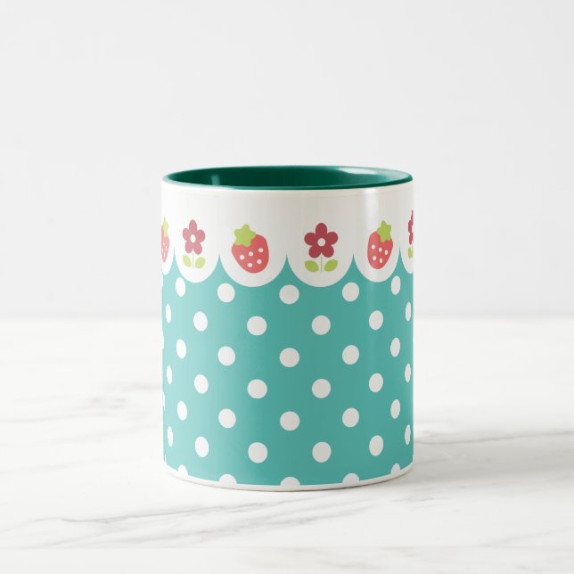 Blumen u. ErdbeerTasse Zweifarbige Tasse (Mittel)