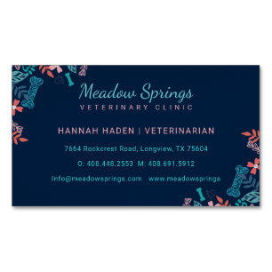Blumen- u. Laub-Haustier-Tatzen-Druck-Muster Magnetische Visitenkarte