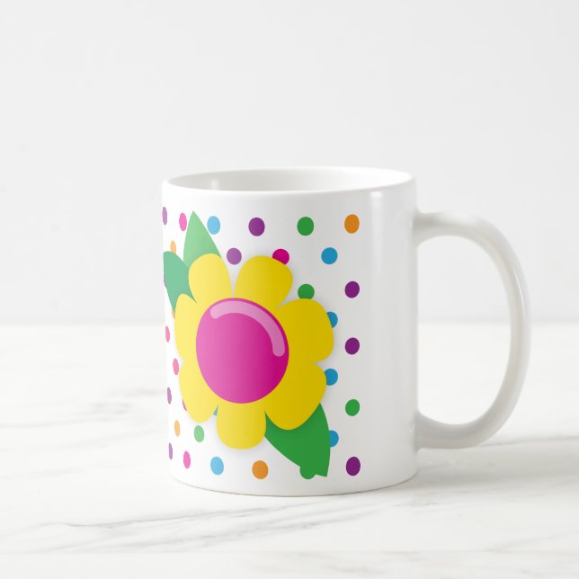 Blumen-u. Polka-Punkte Kaffeetasse (Rechts)