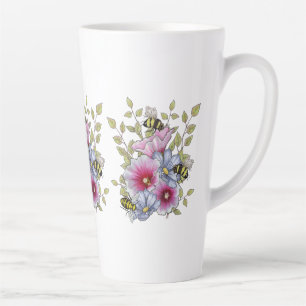 Blumen und Bienen, Freihand-Botanische Kunst Milchtasse