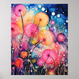 Blumen und Blasen Poster