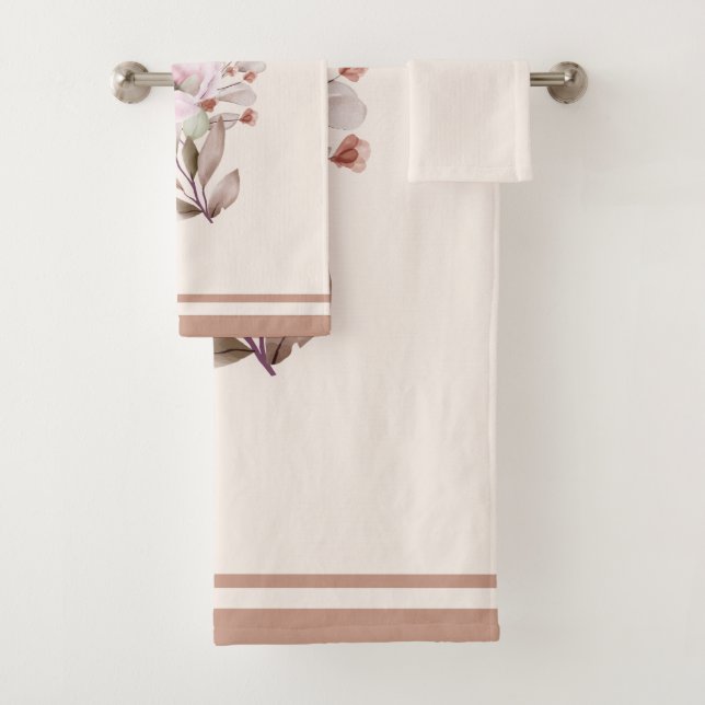 Blumen- und Blätter in nahtlosen Mustern Badhandtuch Set (Insitu)