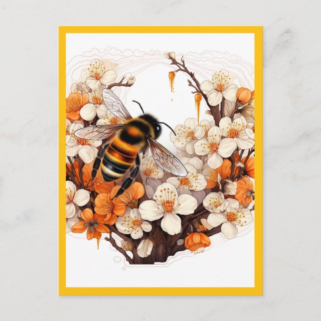 BLUMEN UND DIE BEE POSTKARTE (Vorderseite)