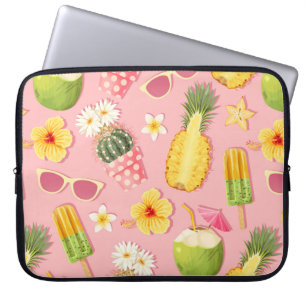 Blumen und exotische Früchte vintage nahtloses Mus Laptopschutzhülle