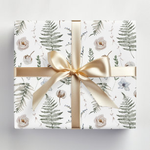 Blumen und Farnblätter Wald Floral Botanisch Geschenkpapier