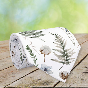 Blumen und Farnblätter Waldflora Botanisch Krawatte